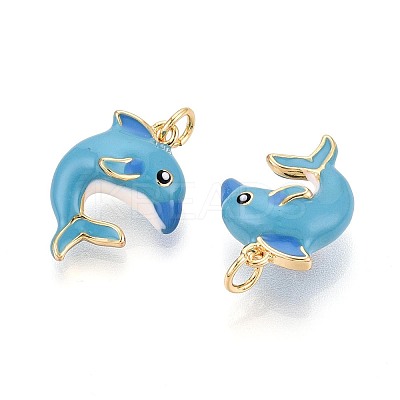 Brass Enamel Pendants KK-T072-22G-1