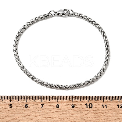 Tarnish Resistant 304 Stainless Steel Wheat Chain Bracelets BJEW-M187-12-F-1