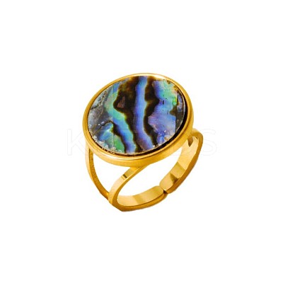 304 Stainless Steel with Natural Shell Cuff Open Rings for Women GL7761-4-1
