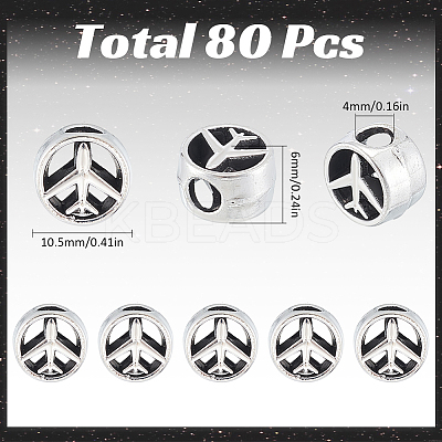 80Pcs Tibetan Style Alloy European Beads TIBE-SC0001-99-RS-1