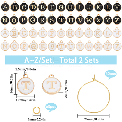 DIY Initial Letter A~Z Alphabet Brass Enamel Wine Glass Charm Rings Making Kit DIY-SC0024-58-1