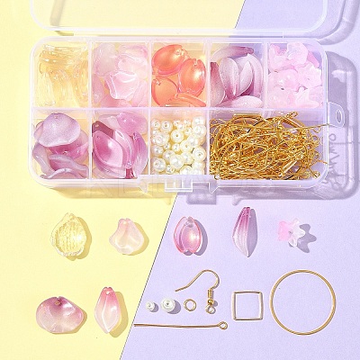 DIY Leaf & Flower Glass Earrings Jewelry Making Kits DIY-FS0007-06-1