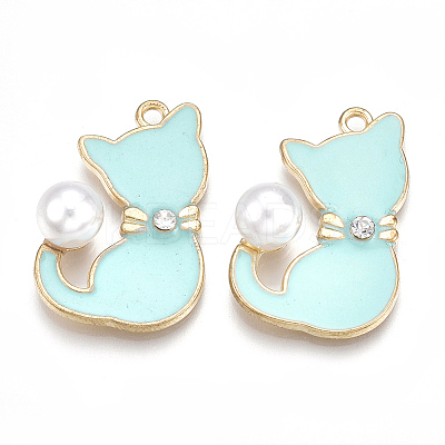 Alloy Enamel Kitten Pendants X-ENAM-S115-045D-1