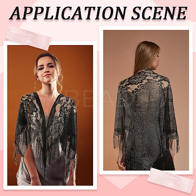 Lace Flower Detachable Polyester Shawl AJEW-WH20072-43C-1