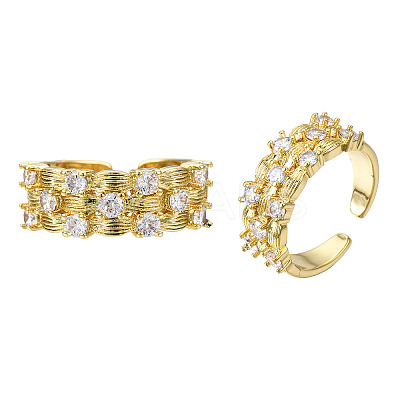Cubic Zirconia Candy Shape Open Cuff Rings RJEW-N037-027-1