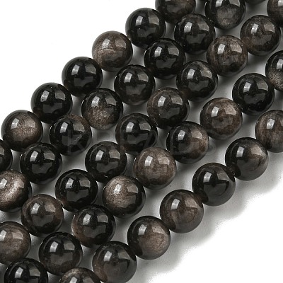 Natural Silver Obsidian Beads Strands X-G-S150-20A-8mm-1