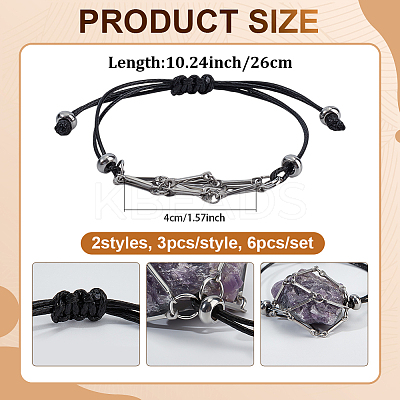 6Pcs 2 Styles Waxed Polyester Cord Bracelets BJEW-AR00001-1