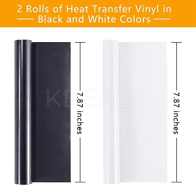 2 Rolls Black & White Heat Transfer Vinyl Roll DIY-SZ0003-62-1