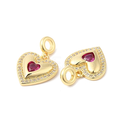 Heart Brass Micro Pave Cubic Zirconia European Dangle Charms OPDL-L023-001G-1