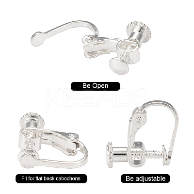 Brass Screw On Clip-on Earring Findings X-KK-L164-02S-1