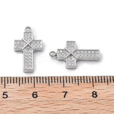 304 Stainless Steel Micro Pave Cubic Zirconia Pendants STAS-Z121-47P-01-1