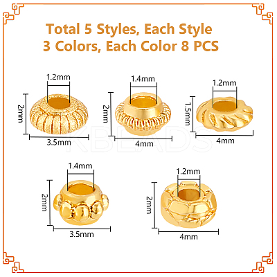 120Pcs 15 Styles Zinc Alloy Spacer Beads FIND-GA0004-65-1