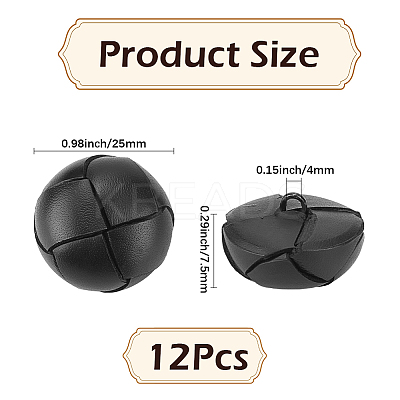 12Pcs 1-Hole Cowhide Shank Buttons BUTT-CL0001-06B-1