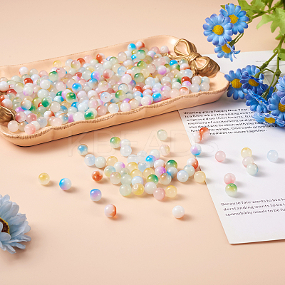 500Pcs 10 Colors Imitation Jade Glass Beads DGLA-KS0001-01-1