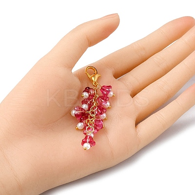 Trumpet Flower Glass Pendant Decorations HJEW-YW0001-02D-1