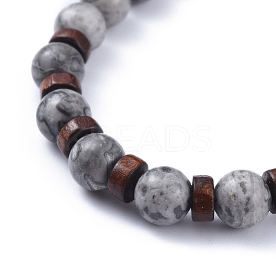 Natural Picasso Jasper Stretch Bracelets BJEW-JB04492-05-1