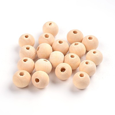 Natural Unfinished Wood Beads WOOD-S651-10mm-LF-1