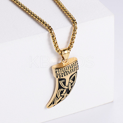 Vintage 304 Stainless Steel Viking Knife Shaped Pendant Punk Necklaces for Men RK3573-2-1