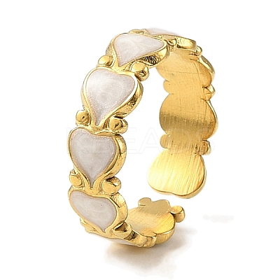 304 Stainless Steel Enamel Open Cuff Rings for Women RJEW-F166-19G-02-1