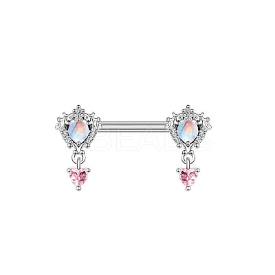 316L Surgical Stainless Steel Pave Cubic Zirconia Nipple Rings WG68FB4-02-1