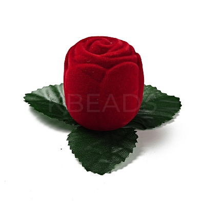 Flocking Plastic Rose Finger Ring Boxes LS-CON-C015-01A-1