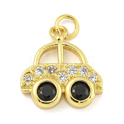 Car Rack Plating Brass Micro Pave Cubic Zirconia Pendants KK-Z053-10G-1