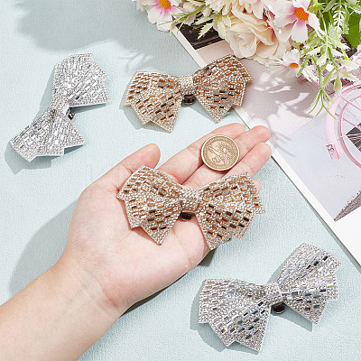 4Pcs 2 Colors Rhinestone Bowknot Shoe Decoration AJEW-HY0001-78-1
