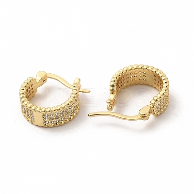 Clear Cubic Zirconia Thick Hoop Earrings EJEW-A095-07G-1