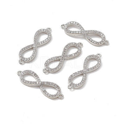 Brass Micro Pave Clear Cubic Zirconia Connector Charms KK-E068-VB385-1
