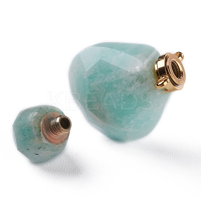 Teardrop Natural Amazonite Perfume Bottle Pendants G-H241-02A-G-1