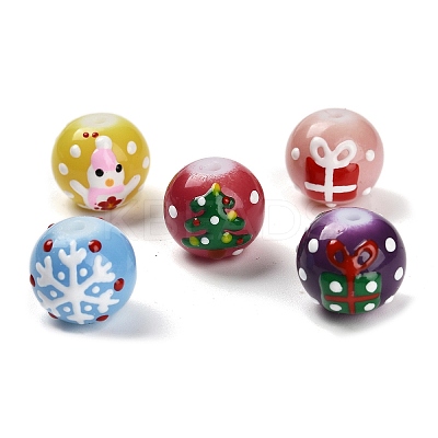 Christmas Theme Baking Paint Glass Beads LS-LAMP-I028-08-1
