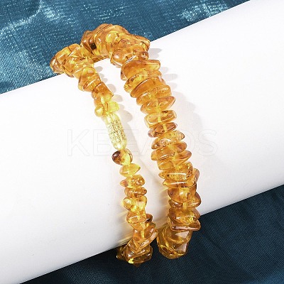 Natural Amber Chip Beaded Necklaces NJEW-L466-03B-1