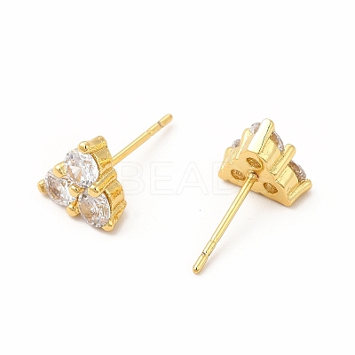 Brass Micro Pave Cubic Zirconia Stud Earrings for Women EJEW-H091-12G-1