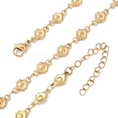 5.5MM 304 Stainless Steel Flower Link Chain Necklaces NJEW-P346-01G-1