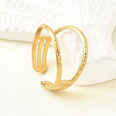 304 Stainless Steel Adjustable Open Cuff Rings for Women RJEW-U062-01A-G-1