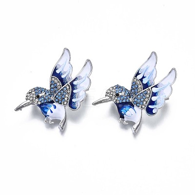 Bird Enamel Pin with Sapphire Rhinestone JEWB-N007-106-1