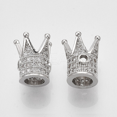 Rack Plating Brass Cubic Zirconia Beads ZIRC-S034-02P-1