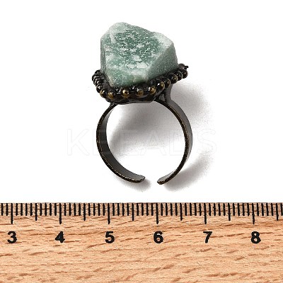 Natural Green Aventurine Irregular Nugget Open Cuff Rings G-A278-03AB-06-1