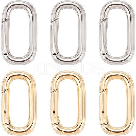 8Pcs 2 Colors Brass Spring Gate Rings KK-SC0005-56-1