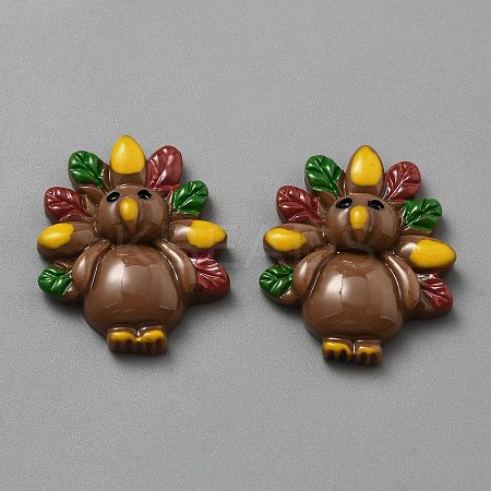 Thanksgiving Turkey Shape Resin Cabochons RESI-WH20001-21-1