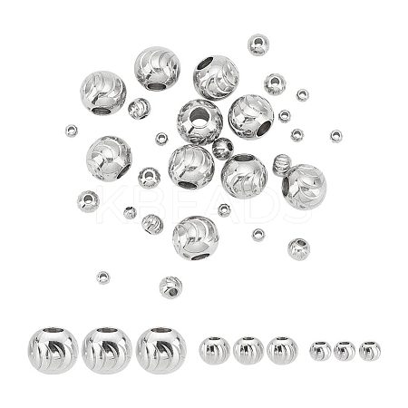 30Pcs 3 Style 201 Stainless Steel Beads STAS-UN0045-48-1