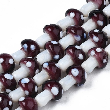 Mushroom Handmade Lampwork Beads Strands LAMP-R116-23-1