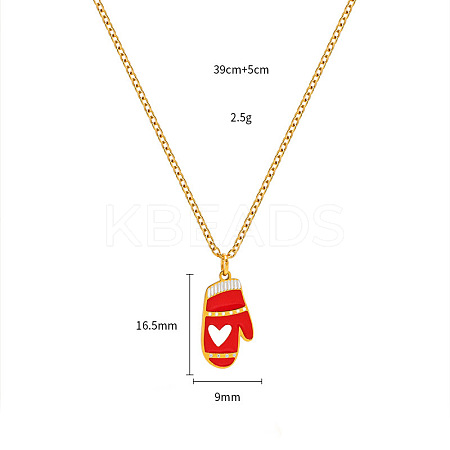 Christmas 304 Stainless Steel Enamel Pendant Necklaces FS-WGDAA96-01-1