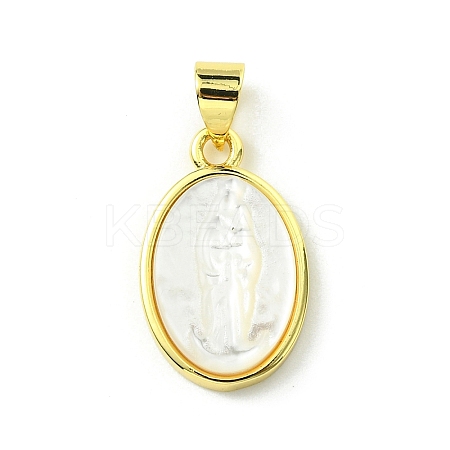 Rack Plating Brass Pave Natural Shell Pendants KK-A204-01A-04G-1