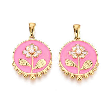 304 Stainless Steel & Enamel & ABS Imitation Pearl Pendants STAS-T072-94A-G-1