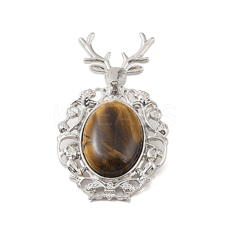 Natural Tiger Eye Pendants G-A226-02P-02-1