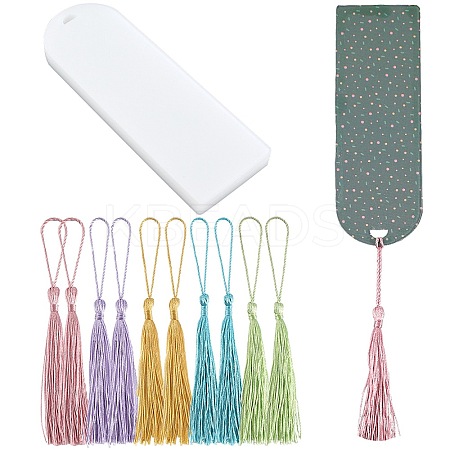 DIY Bookmark Making Kits. with Transparent Acrylic & Polyester Tassel Decoration DIY-SP0001-92B-1