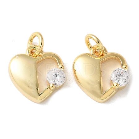 Brass Micro Pave Clear Cubic Zirconia Pendants KK-Q031-44G-06-1