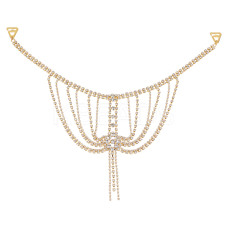 2Pcs Brass Rhinestone Sexy Shoulder Bra Body Chain AJEW-WR0002-64-1