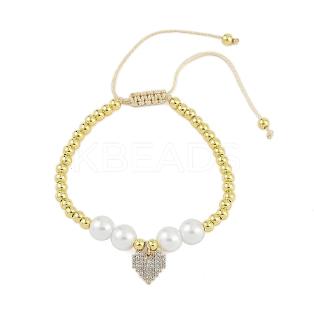 Rack Plating Brass Stretchable Bracelets with Cubic Zirconia for Women BJEW-D047-02G-01-1